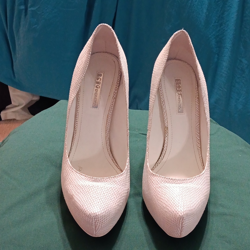 BCBG - White Genuine Leather Heels
